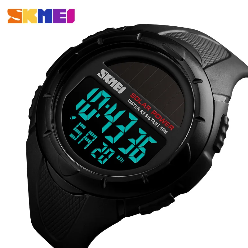 SKMEI Top Luxury Sports Watches Solar Outdoor Military Digital Watch Men Waterproof Chrono 12/24 Hours Men's Watches relojes