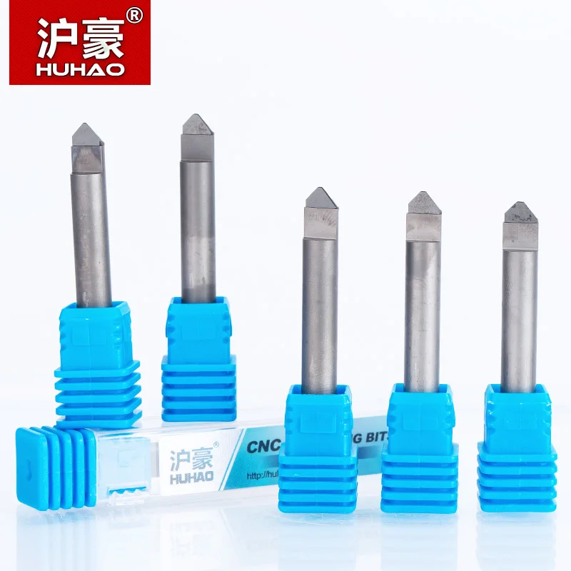 HUHAO 6mm Diamond Marble End Mill CNC Tools Router Bits Stone Hard Granite Cutting Engraving Bits 30 35 40 45 Degree PCD Cutter