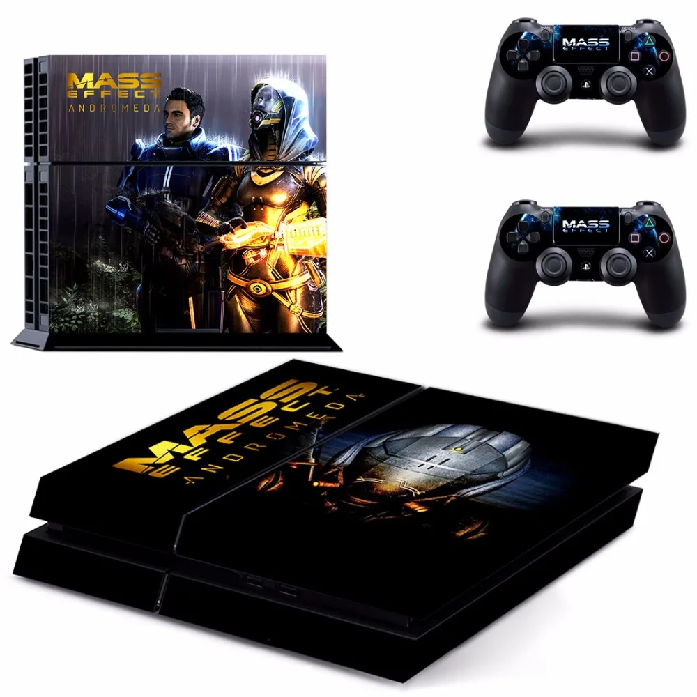 Stiker Tempel Kulit Efek Massa Game Andromeda PS4 untuk Konsol Sony PlayStation 4 dan 2 Pengendali Stiker Vinil Kulit PS4