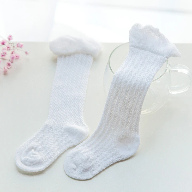 Baby Socks Spring Summer Baby Girls Knee High Socks Leg Warmers Solid Cotton Long Sock for Baby Girls Socks 0-24 Months