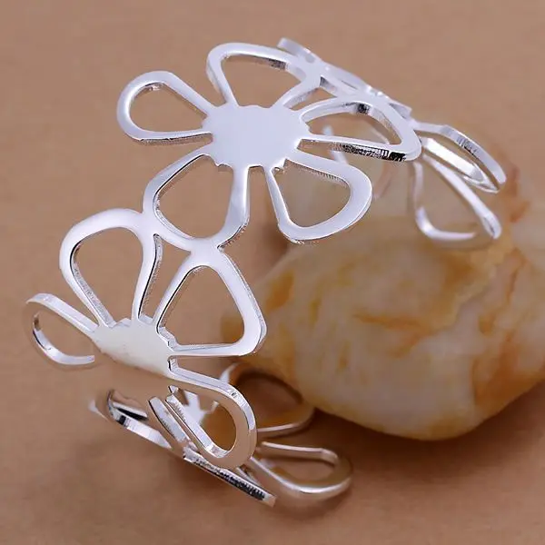 Wedding Party Gifts B092 Trendy Silver Color Bracelet Fashion Jewelry Four Leaved Clover Bangle Aweajnla