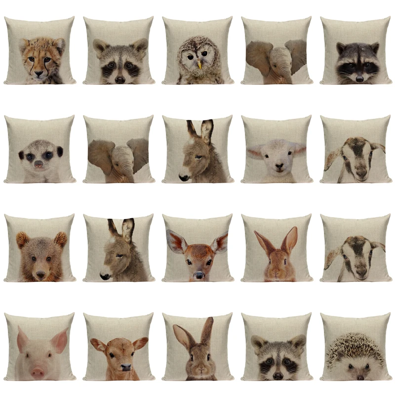 Cute Animal Deer Cushion Cover Bera Textile Sofa Car Decor Pillow 45Cmx45Cm Square Sofa Home Car Decorative Printing Pillowcases