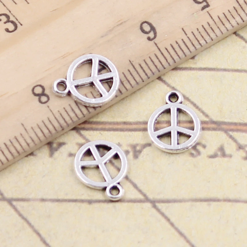 

30pcs Charms Peace Symbol 10x8mm Tibetan Silver Color Pendants Antique Jewelry Making DIY Handmade Craft