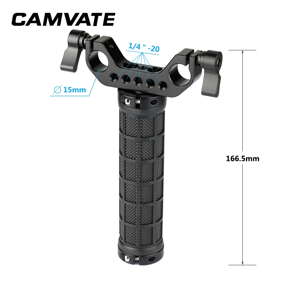 CAMVATE المطاط العالمي مقبض قبضة مع معيار 15 مللي متر مزدوجة قضيب المشبك ل DSLR كاميرا 15 مللي متر الكتف جبل تلاعب دعم نظام