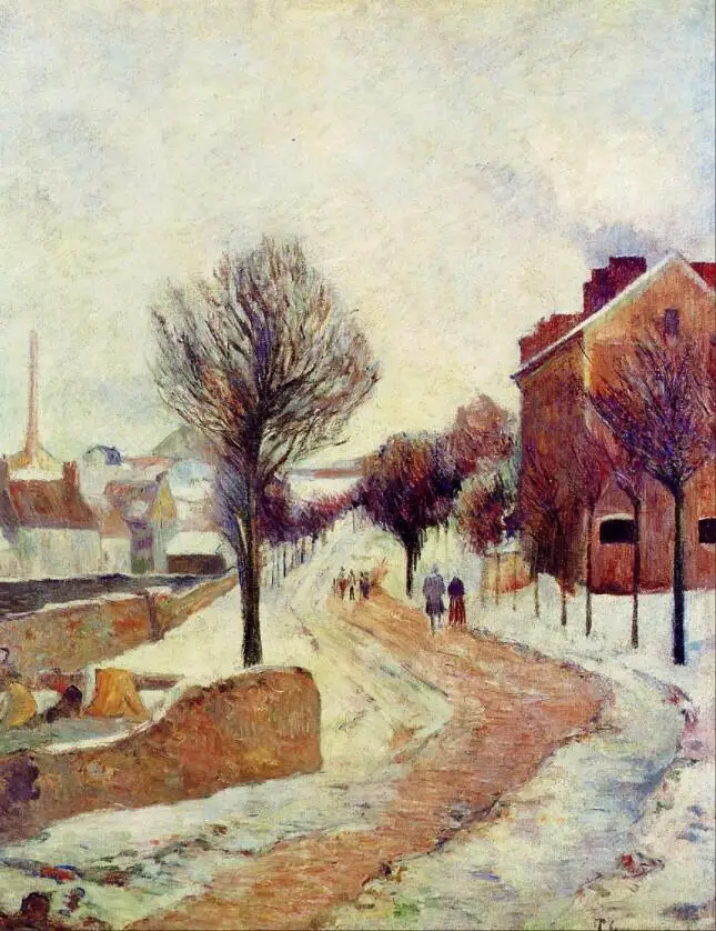 

High quality Oil painting Canvas Reproductions Suburb under snow (1886) by Paul Gauguin hand painted