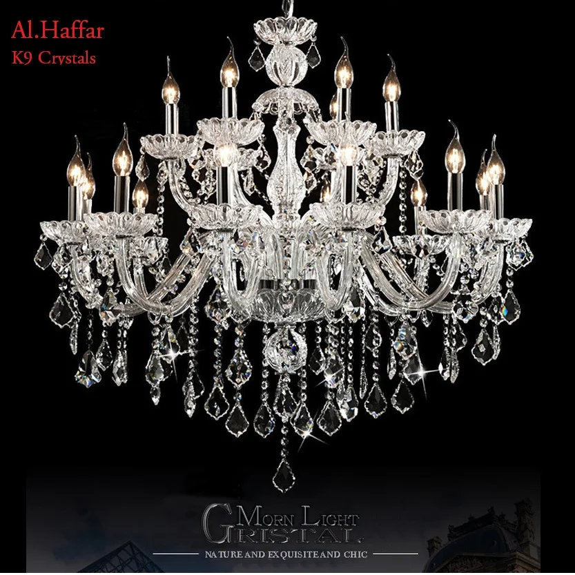 12/15 /18 Lights Clear/Transparent  Luxury Crystal Fashion Modern Large chandeliers Living room