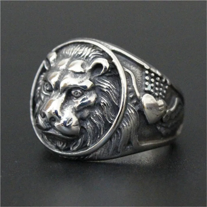 3pc/lot Newest Design Forest Lion King Ring 316L Stainless Steel Men Boy Fashion New Animal Lion Head Ring