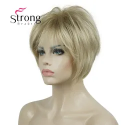 StrongBeauty Short Layered Blonde Thick Fluffy Full Synthetic Wig Heat Ok