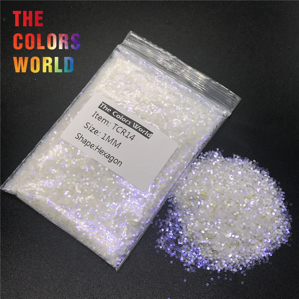 

TCR14 Iridescent Rainbow White Color With Purple Light Hexagon Shape Nail Glitter Nail Art Decoration Face Glitter Makeup DIY