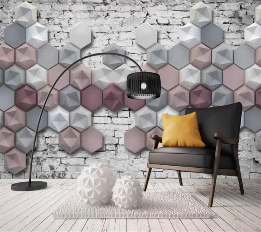 wellyu papel de parede Custom wallpaper fashion 3d photo mural retro обои cement wall hexagonal mural TV background wall paper