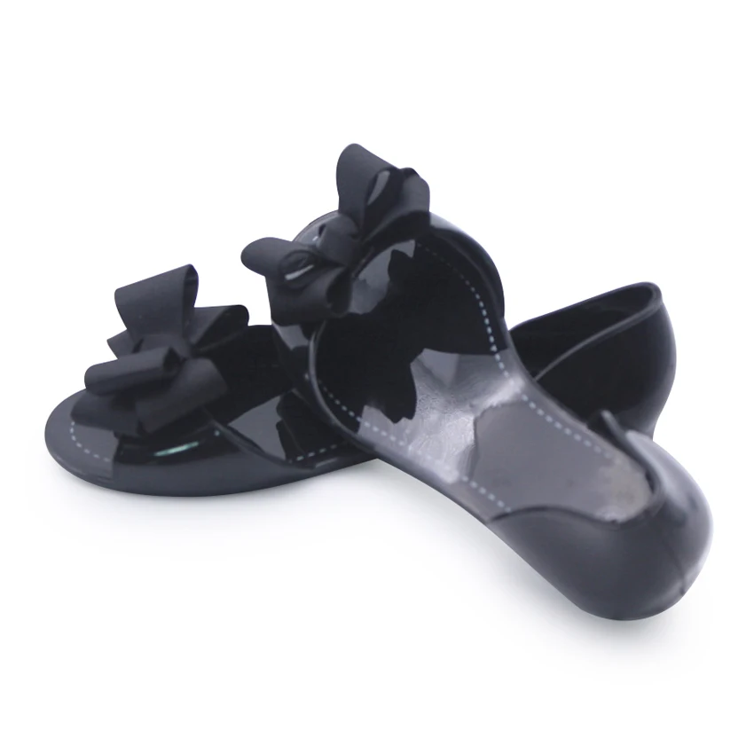 Cresfimix sandalias de mujer women casual home & beach sandals lady cute black bow tie jelly sandals lady casual soft sandals