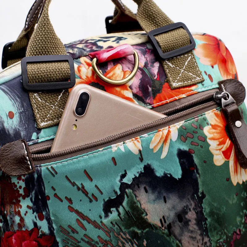 Backpacks woman 2024 pink New Multifunction Rose flowerBackpacks Harajuku style For Women Waterproof nylon Backpacks Mother bag