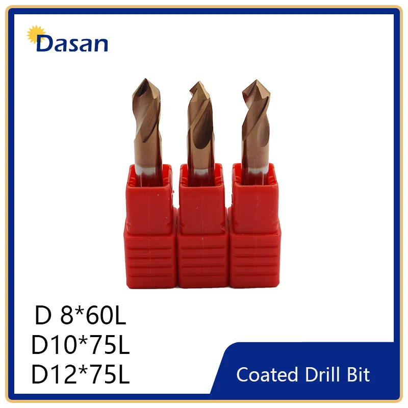 1pcs Carbide Spotting Drill Bit 8mm 10mm 12mmTitanium Coated Round Handle Straight Shank Twist Drill Bit for Metalwork