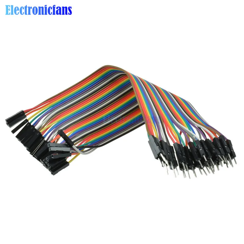 40pcs In Row Dupont Cable 20cm 2.54mm 1pin 1p-1p male to Female Jumper Wire For Arduino Breadboard