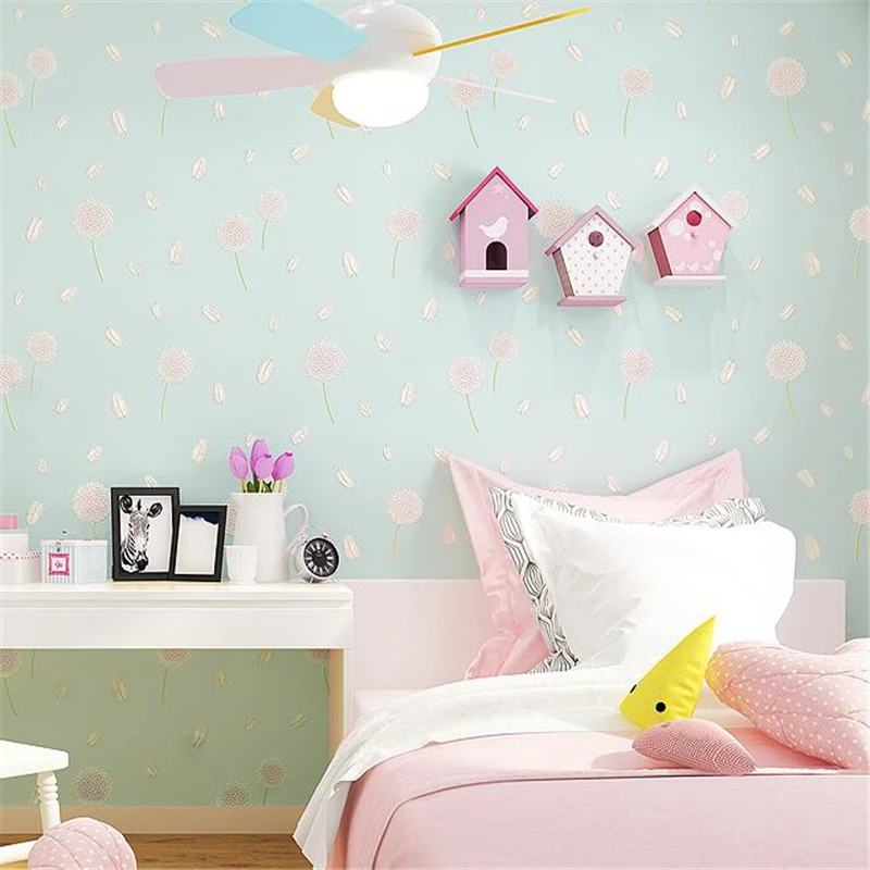 

wellyu The new Pastoral Bedroom Small Clean Living Room Korean Wallpaper Children's Room Wallpaper Dandelion 3d Papel de parede