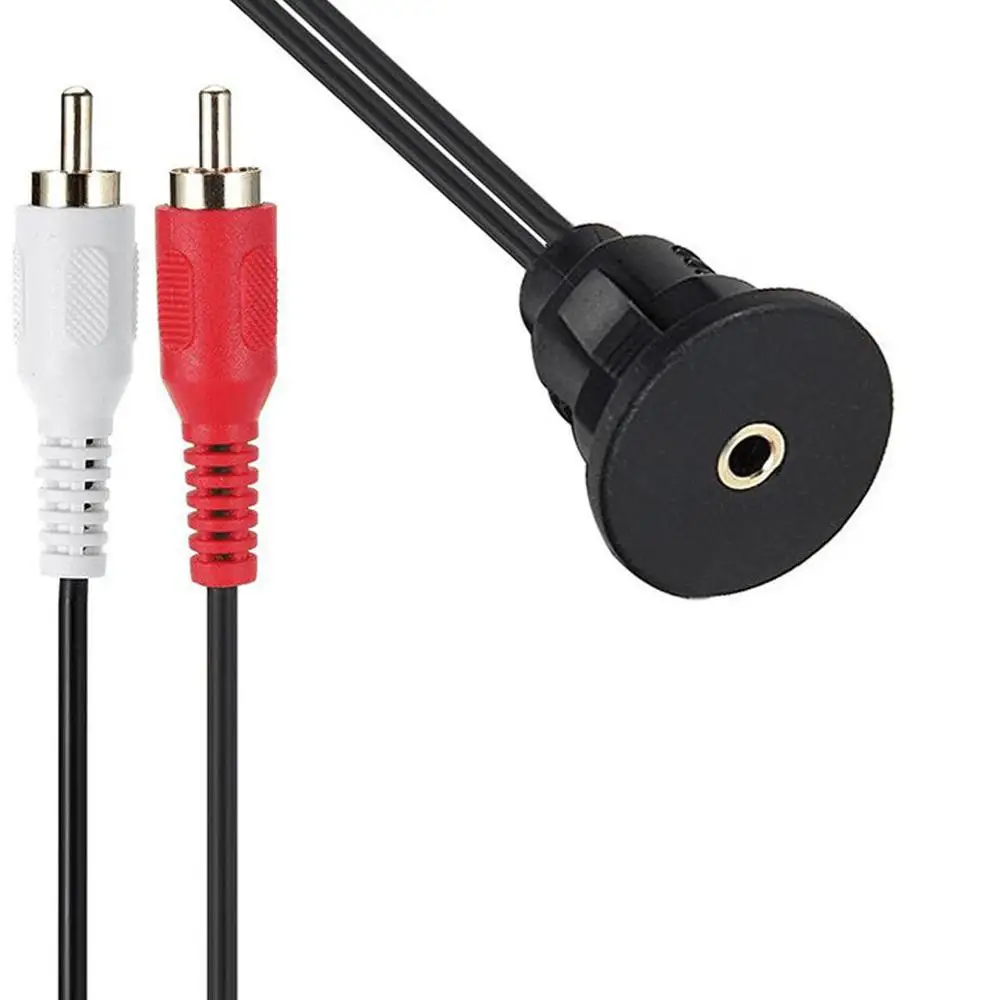 1M 3FT 2 IN 1 Audio 3.5mm AUX Male to Female Dual RCA Extension Cable with Waterproofable Mount Shell 100cm