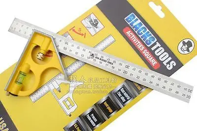 BlACK TOOLS Stainless steel adjustable square 300MM Carpenters' rules 45 degree