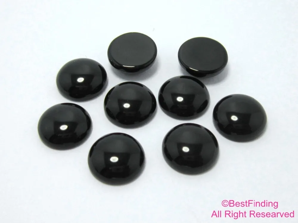 Black agate cabochon Round black stone flat back 6mm 8mm 10mm 12mm