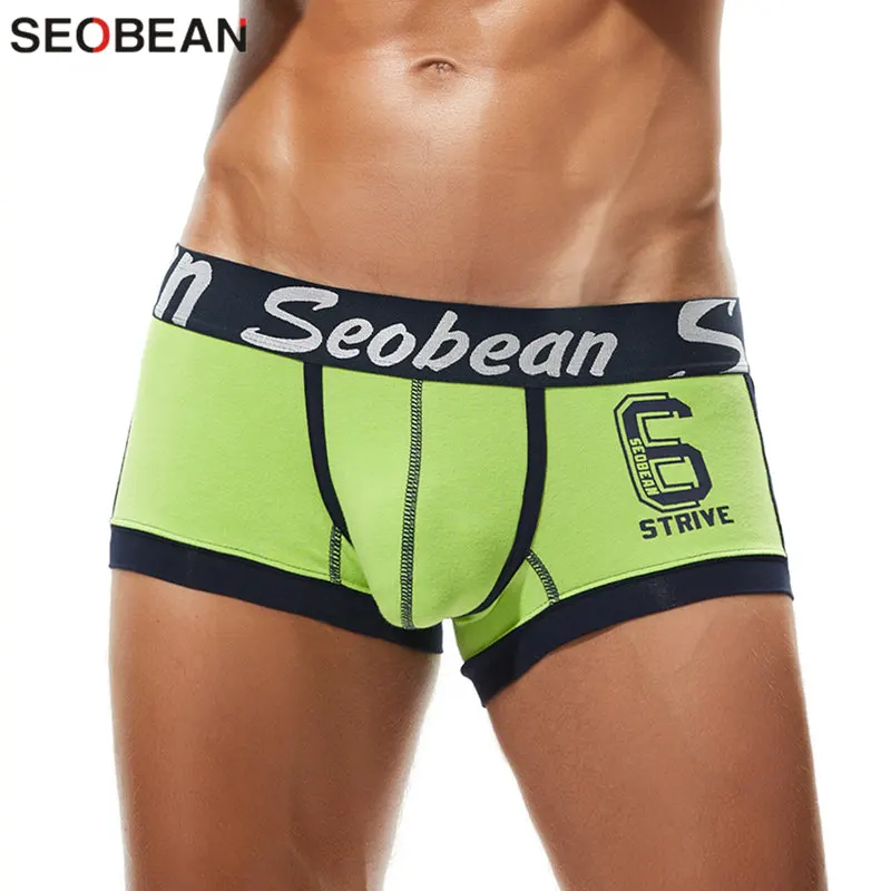 SEOBEAN Men\'s Underwear Boxers Cotton Male Panties Breathable Man Boxer Print Underpants Sexy Low waist Boxer Shorts