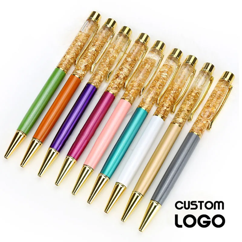 Laser Lettering Customized Logo Gold Foil Ballpoint Pens High-grade Office Business Signature Pen Creative Student Wedding Gifts