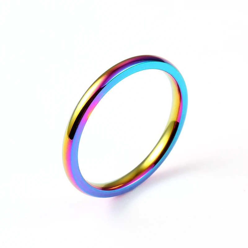 2mm Rainbow 316 Stainless Steel Ring for Men and Women