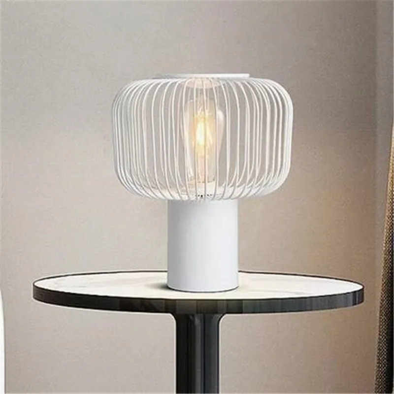 Creative Wrought Iron LED Table Lamp Creative Study Bedside Office Light Art Bird Cage Decoration Table Lights Free Shipping