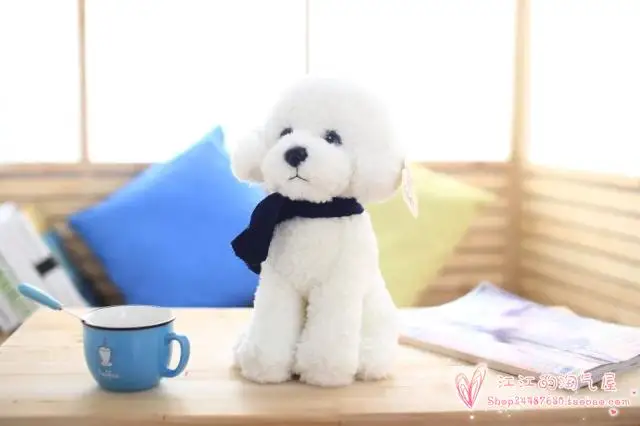 gehurkte sjaal hond knuffel ongeveer 30 cm wit beige puppy speelgoed kerstcadeau h818