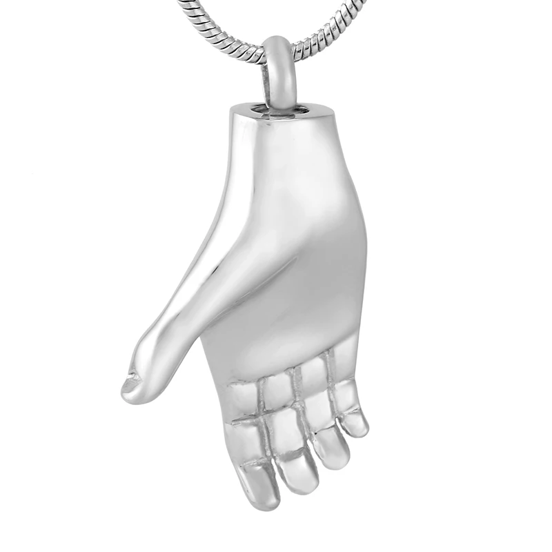 IJD9715 Hand of God Memorial Necklace Plain Stainless Steel Cremation Ash Keepsake Urn Pendant Necklace Funeral Ash Urn Jewelry