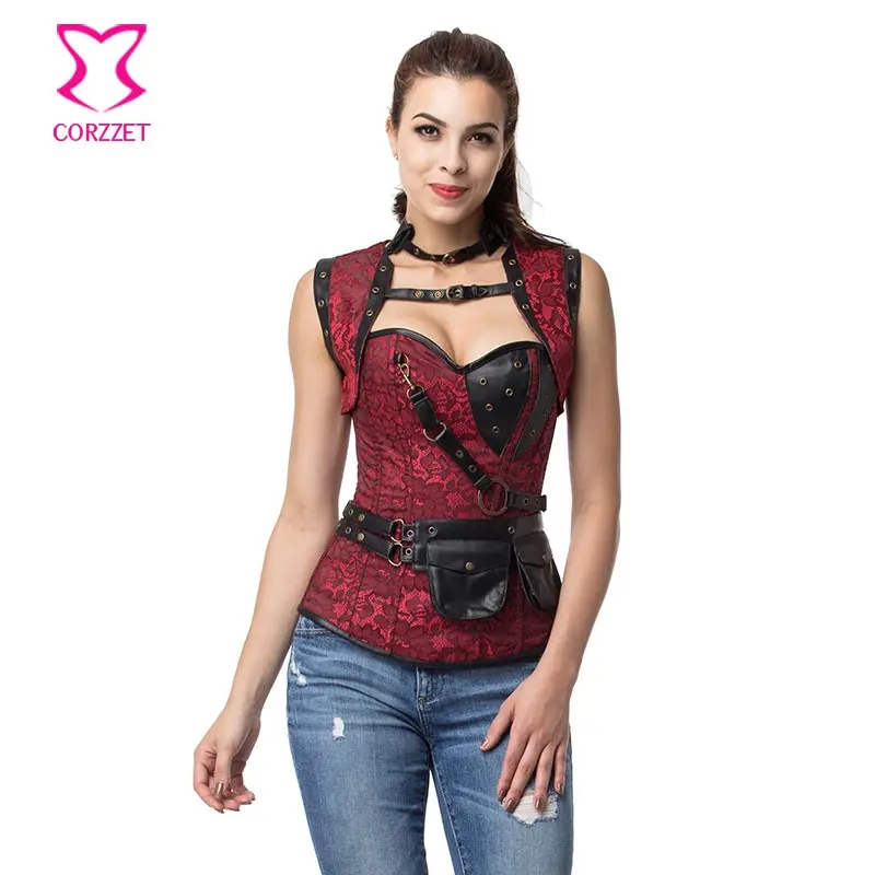 

S-6XL Gothic Fashion Corset Sexy Gothic Jacket Set Steampunk Clothing Women Corsets and Bustiers Burlesque Halloween Costumes