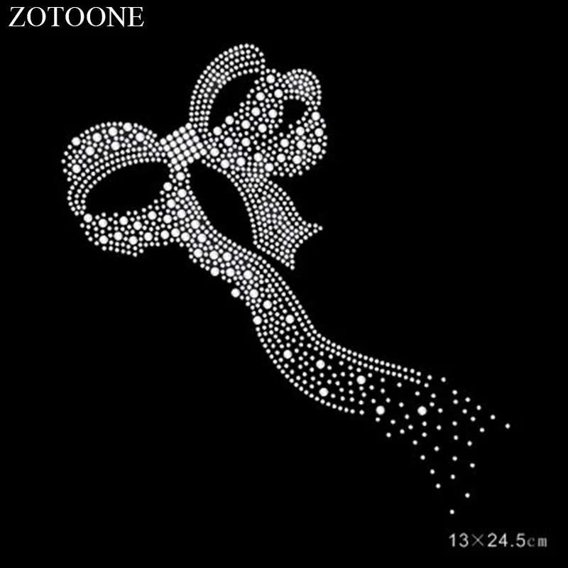 ZOTOONE Cyrkonie Rhinestones Crystal Clear Strass Hotfix Rhinestone Bow-knot Applique for Clothes Wedding Dress Decoration E