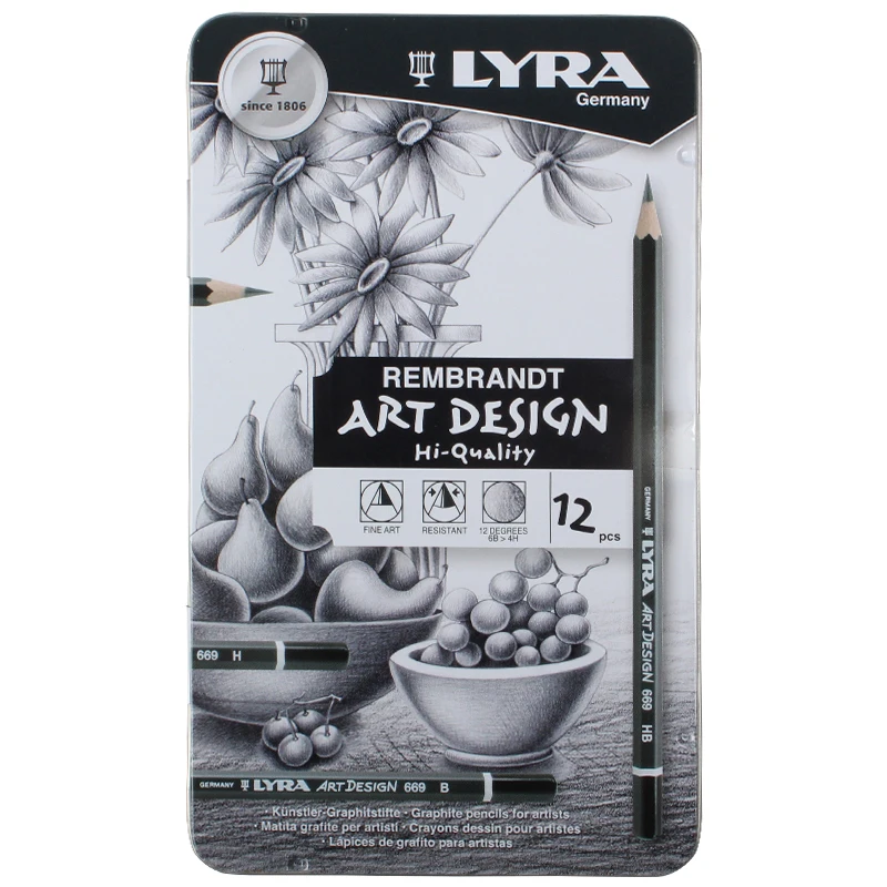 LYRA Sketch Pencil Drawing Design Art 4H-6B Tin Box Set