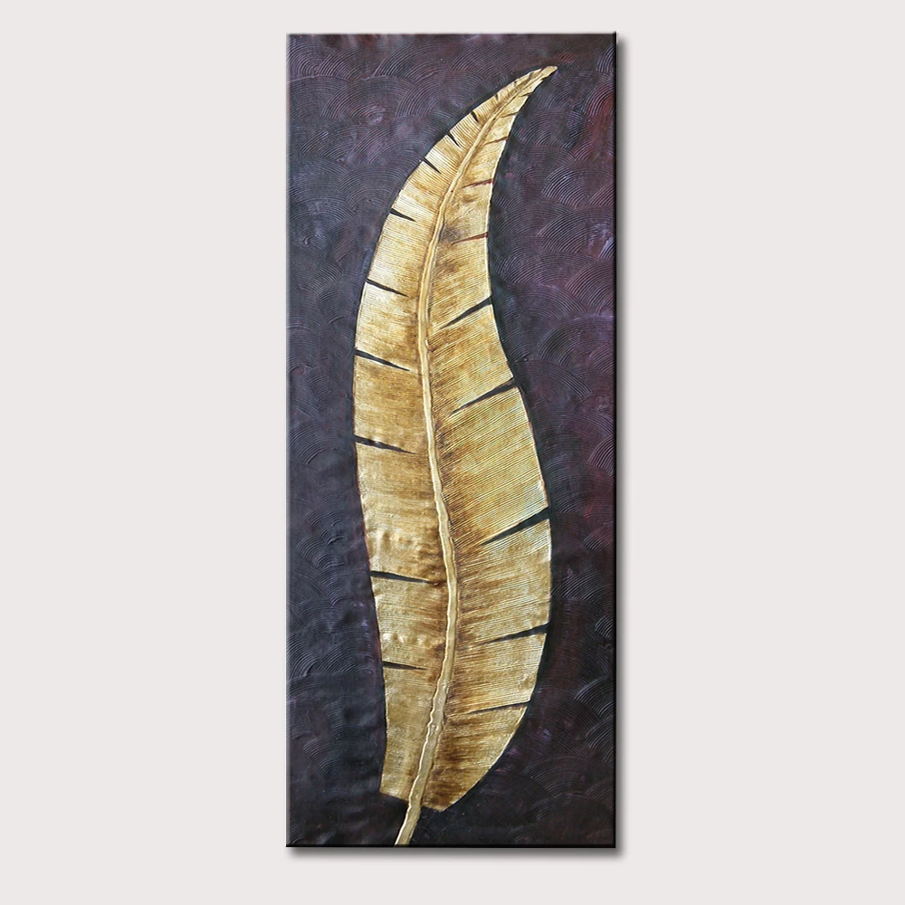 

Original 100% Handpainted Golden Leaves Modern Oil Painting On Canvas,Wall Art,Wall Pictures For Living Room,Home Decor