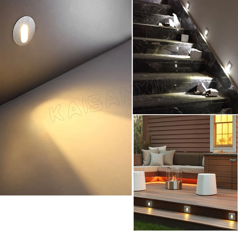 Led Sconce Lamps 85-265v 1w 3W Recessed Led Stair Light Wall Lights In Step / Aisle Lamps Embedded Concrete Walls Lighting