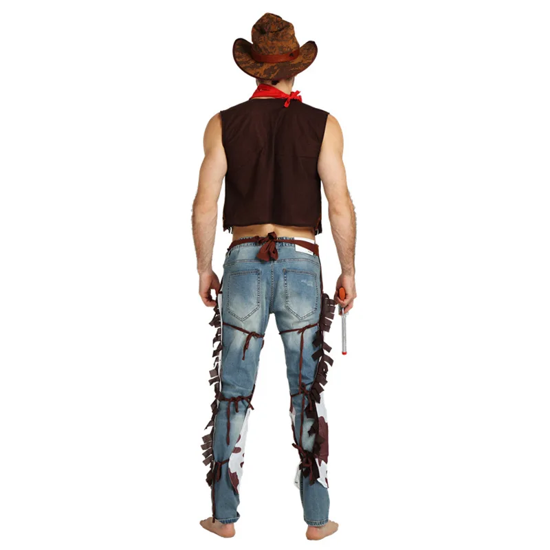 Cosplay retrô punk de Halloween masculino, traje de festa de cowboy ocidental para crianças, adulto, indígena, médio