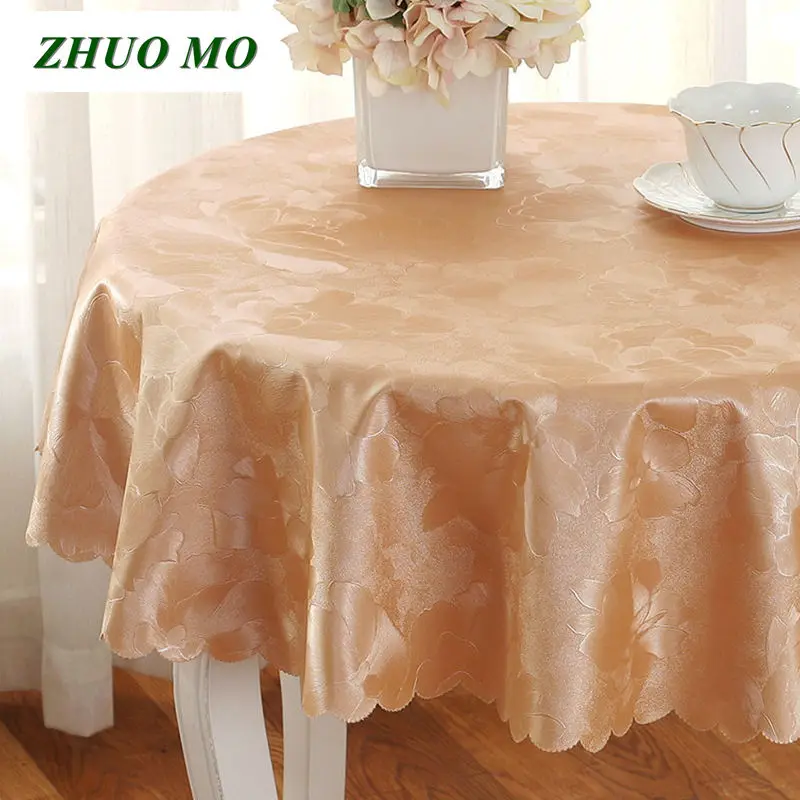 Luxury Jacquard Round Waterproof Table Cloth, Dinning Decor, Party Wedding Decoration, Table Cover, Pink, Gold, Yellow