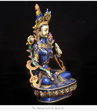 

Art Bronze home decoration Folk Culture Brass Old Tibet Cloisonne Tibetan Buddhism Statue ----white Tara