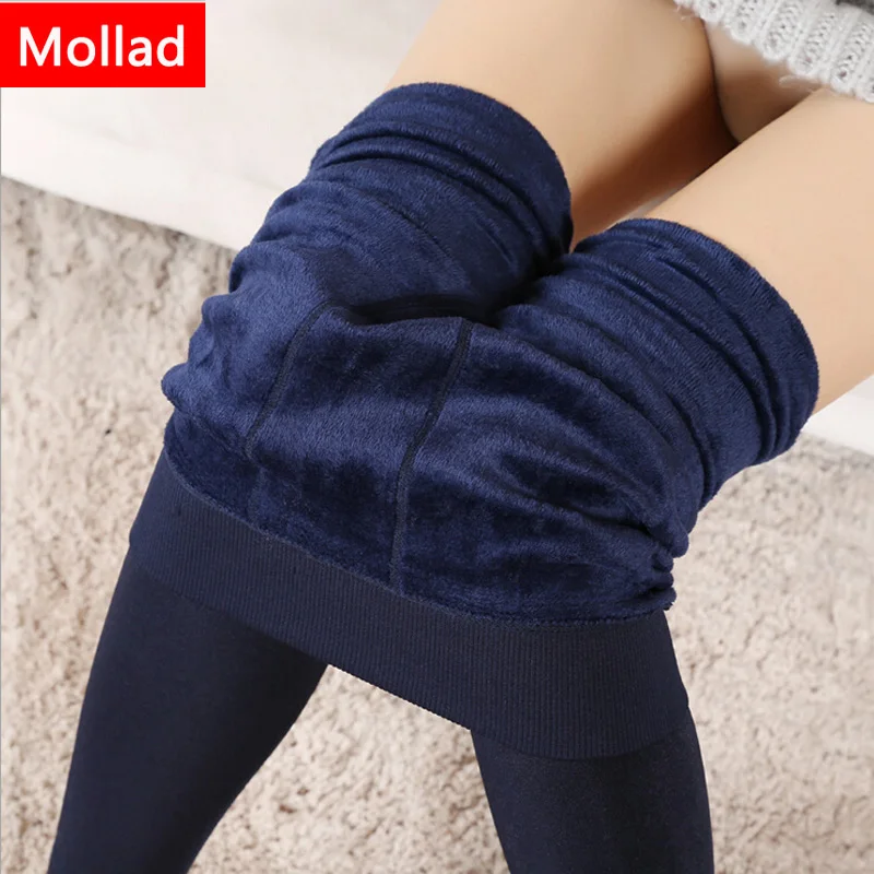 Mollad NEW plus cashmere fashion leggings women girls Warm Winter Bright Velvet Knitted Thick Legging Super Elastic Pants