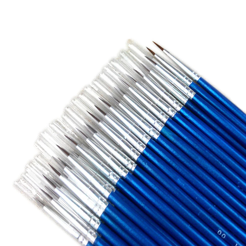 50Pcs/Set Fine Thin Hook Line Nylon Pen Paint Brush Drawing Art #0 #00 #000 Watercolor Art Supplies Painting