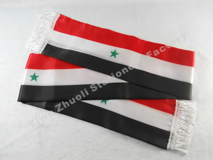 Factory Supply Stock Scarf Printing Satin Syria Flag Scarf  120X12CM Scarves Free Shipping