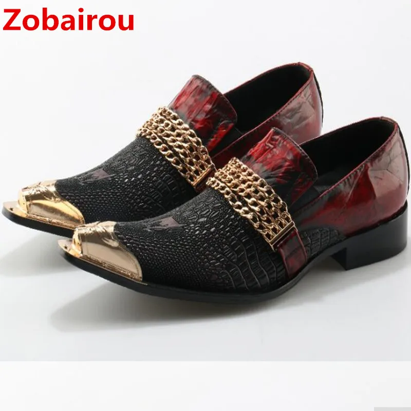 

Zobairou men dress shoes handmade loafers classic formal oxford gold black wedding shoes sapato social masculino plus size 47