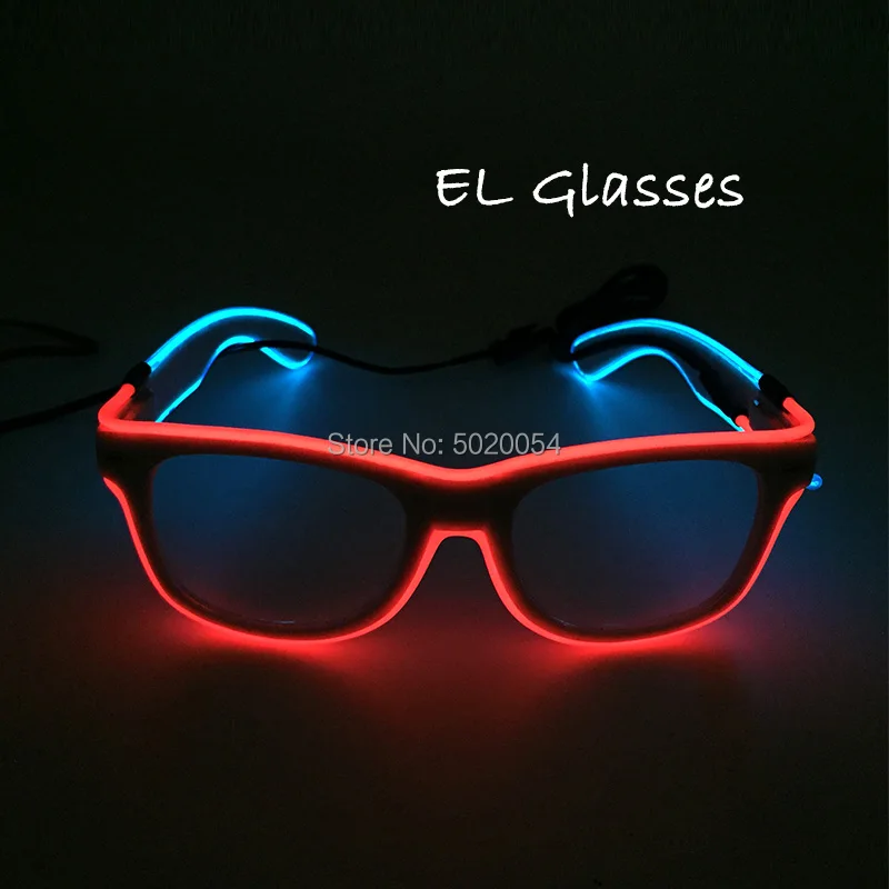 New Fashion Neon LED Glasses Wedding Light Glowing Sunglasses EL Wire Night Vision Glasses