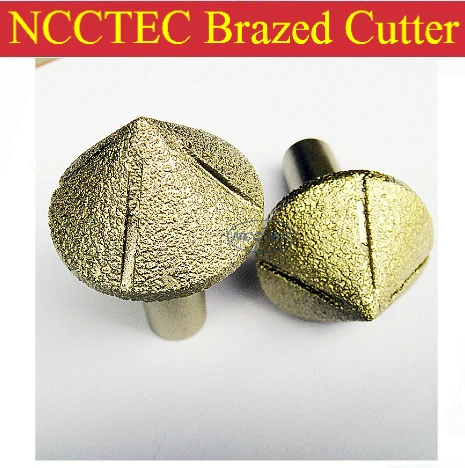 NCCTEC diamond vacuum Brazing brazed router bit 45 degree | Artificial Quartz stone edge profile tools | Cone type with bearings