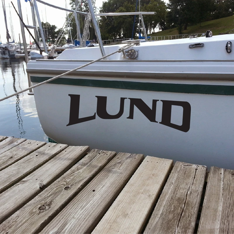 Set of 2 Decals For Lund Boat Decor Vinyl Stickers Removable Waterproof Decals For Lund Fishing Boat Decoration