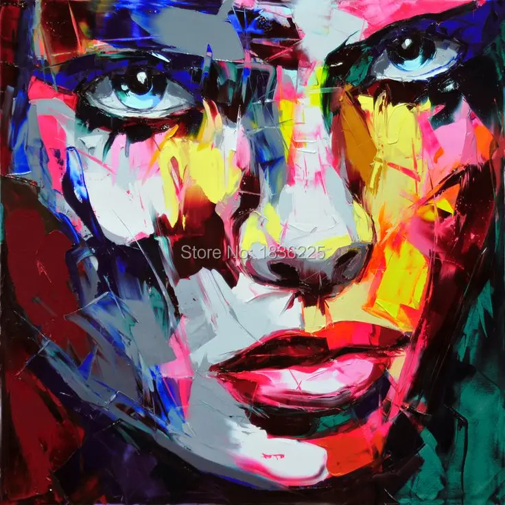 

movie poster Nielly Francoise pop street art people face painting 100% handmade knife oil painting on canvas wall decor