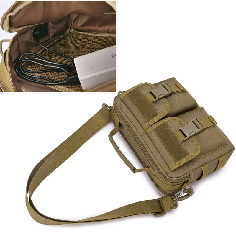 Camping Bag Molle Tactical Messenger Bag Belt USB Outdoor Hunting Bag Assualt Tactique Sling Fishing Hiking Sport Bag Fanny Pack