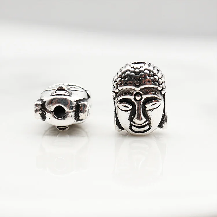 100% 925 Silver Tibetan Sakyamuni Beads Sterling Silver Buddhist Buddha Beads DIY Bracelet Beads Jewelry Findings