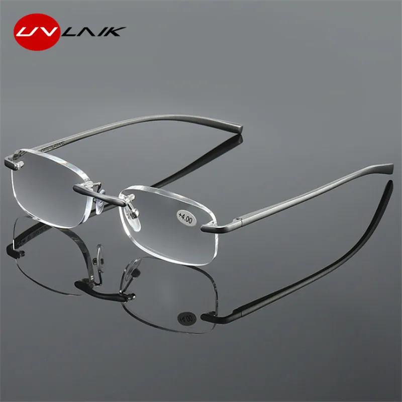 UVLAIK Frameless Reading Glasses Women Men Lens Round Rimless Spectacles Presbyopia Reader Glasses 1.0 1.5 2.0 2.0 2.5 3.0