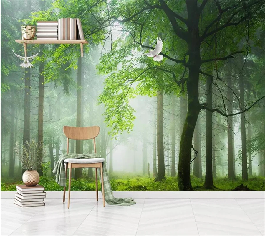 

beibehang papel de parede Custom wallpaper 3d mural modern minimalist forest big tree white dove TV background wall paper mural