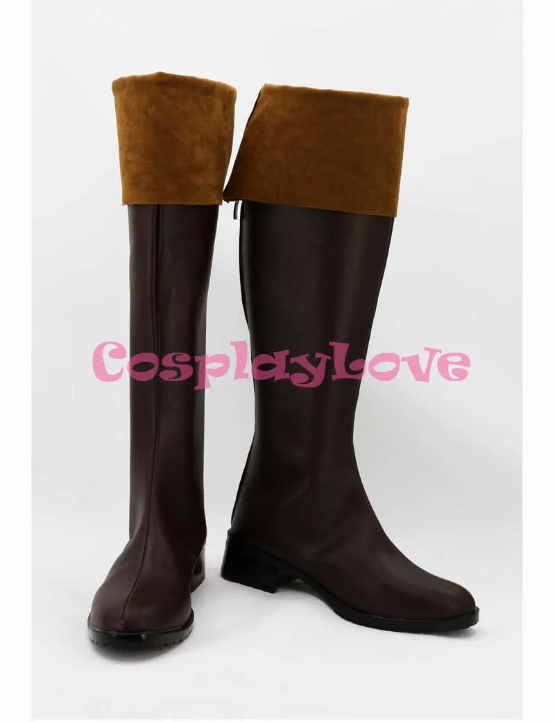 Custom Dark Brown Hungary Cosplay Shoes Loong Boots from Axis Powers Hetalia Cosplay For Halloween Christmas