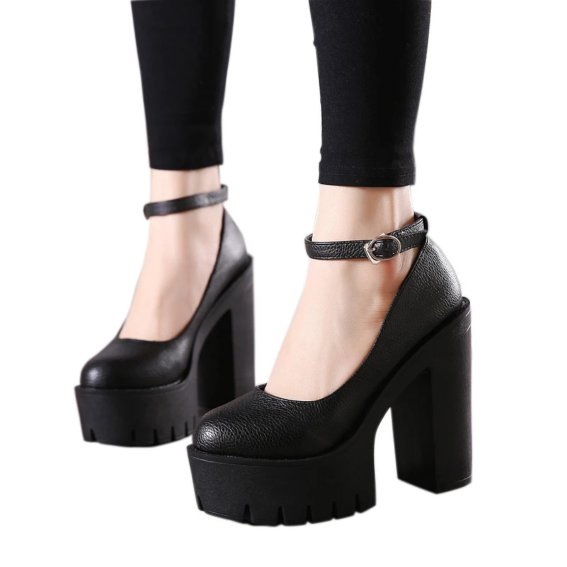 Gdgydh-zapatos de tacón alto informales para primavera y otoño, calzado sexy con plataforma gruesa, color blanco y negro, tallas 42